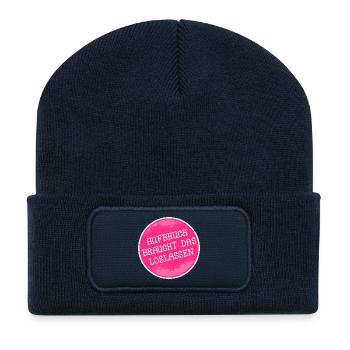NEUSTART ANFANGEN LOSLASSEN - Recycelte Patch Beanie - French Navy - Vorne