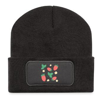 Pretty Wild Strawberries Illustration - Recycled Patch Beanie - dark grey - Front