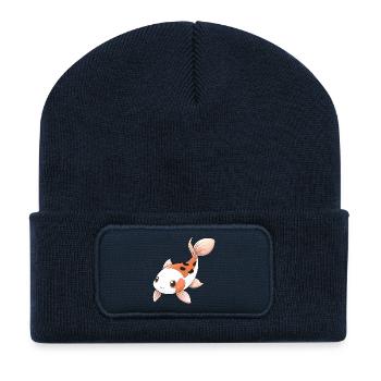 Carpe koi showa mignonne - Beanie recyclé à patch - bleu marine - Devant