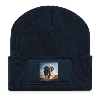 Power Animal Elephant - Recycled Patch Beanie - french navy - Front