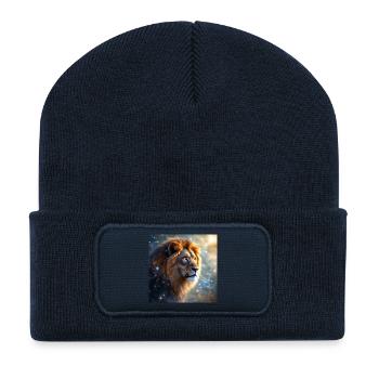 Animal Totem Lion - Beanie recyclé à patch - bleu marine - Devant