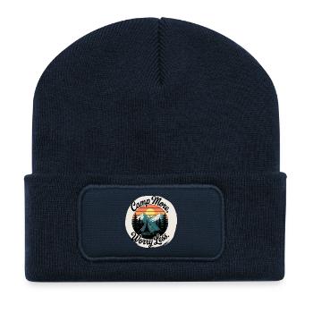 Camp More, Worry Less! Customizable - Recycled Patch Beanie - french navy - Front