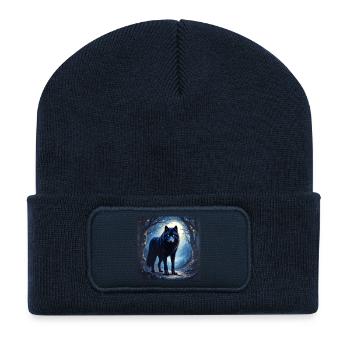 Power Animal Black Wolf - Recycled Patch Beanie - french navy - Front