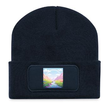 Rêve de nature : l’arc-en-ciel dans les montagnes - Beanie recyclé à patch - bleu marine - Devant
