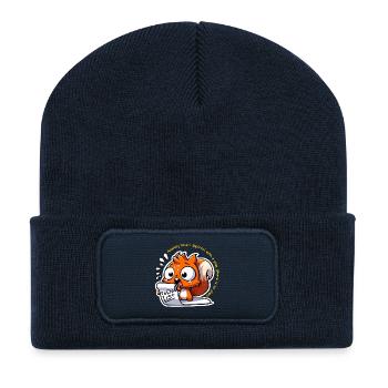 Ängstliches Eichhörnchen mit To-Do-Liste - Recycelte Patch Beanie - French Navy - Vorne