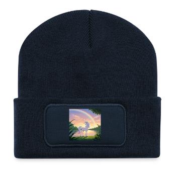 Licorne sous l’arc-en-ciel - Beanie recyclé à patch - bleu marine - Devant