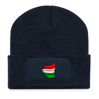 Flag of Hungary - Hungary - Flag Broken Design - Recycled Patch Beanie - french navy - Front