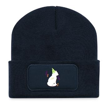 geburtstags katze, silhouetten, GB, Hütchen - Recycelte Patch Beanie - French Navy - Vorne