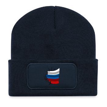 Drapeau de la Russie - Russie - Drapeau Broken Design - Beanie recyclé à patch - bleu marine - Devant