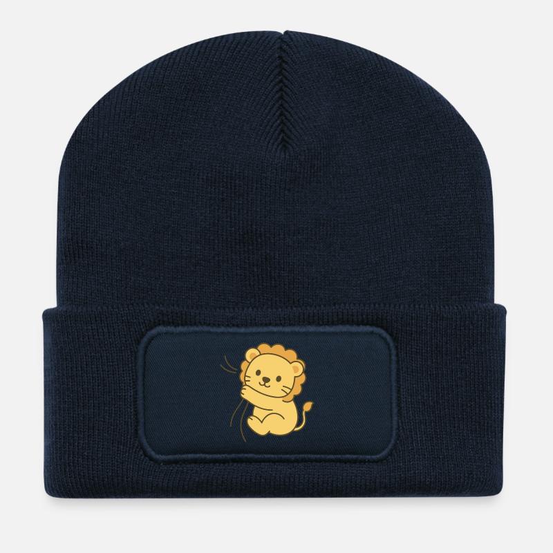 Cuddly Lion Baby - Snuggle King Cub - Recycled Patch Beanie - french navy