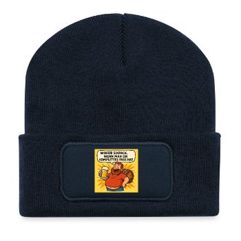 Six Pack oder Fass - Recycelte Patch Beanie - French Navy - Vorne
