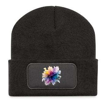 Color Explosion: Abstract Watercolor Color Frenzy - Recycled Patch Beanie - dark grey - Front