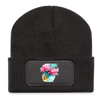 Bloom aquarelle abstraite : explosion de couleurs vives - Beanie recyclé à patch - charbon - Devant