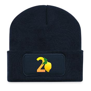 Zahl Zwanzig - Zitrone - 20 - Recycelte Patch Beanie - French Navy - Vorne