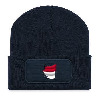 Drapeau de l’Indonésie - Indonésie - Drapeau cassé - Beanie recyclé à patch - bleu marine - Devant