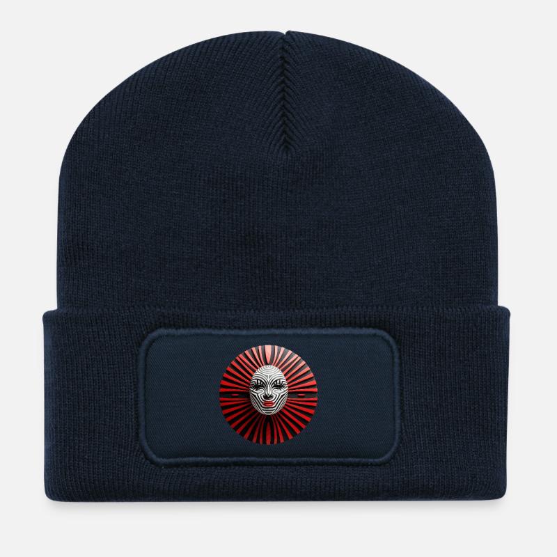 Zebra Mask - Recycled Patch Beanie - french navy