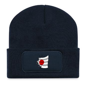 Drapeau du Japon - Japon - Drapeau Broken Design - Beanie recyclé à patch - bleu marine - Devant