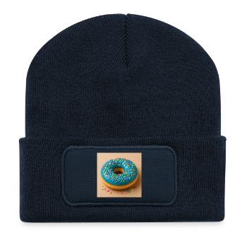 Donut mit Blauem Zuckerguss - Recycelte Patch Beanie - French Navy - Vorne