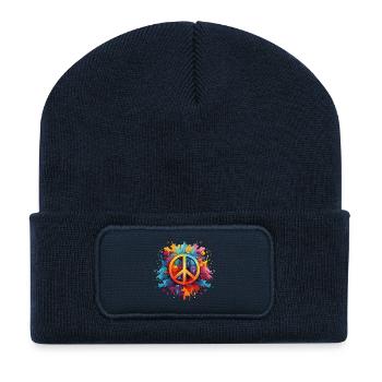 Peace Sign - Recycled Patch Beanie - french navy - Front