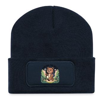 Explore the Wild Bear Illustration - Recycled Patch Beanie - french navy - Front