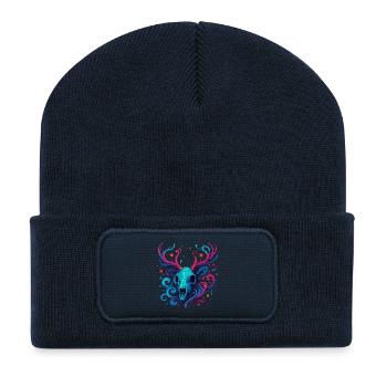 Antler Skull - Recycled Patch Beanie - french navy - Front