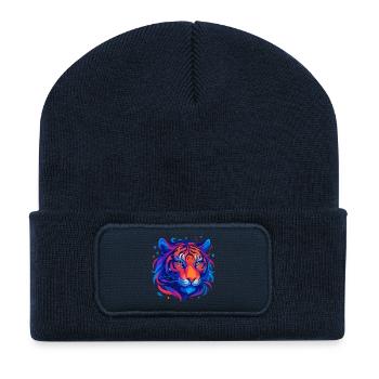 Tigre néon - Beanie recyclé à patch - bleu marine - Devant