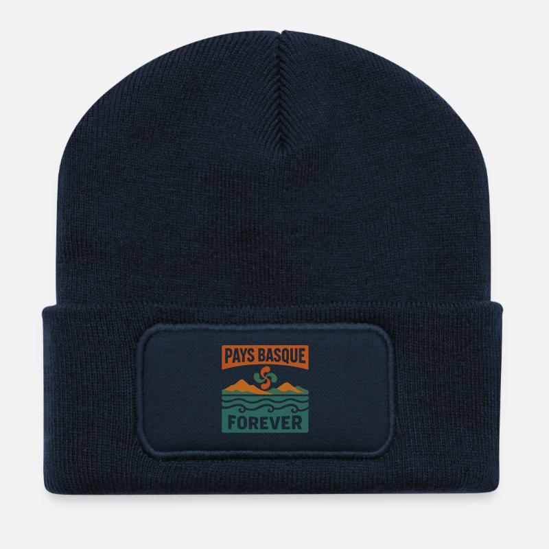 Pays Basque Forever montagne mer - Beanie recyclé à patch - bleu marine