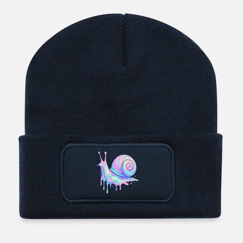 Pastel Snail - Recycled Patch Beanie - french navy