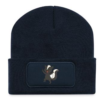Bébé moufette heureux - Beanie recyclé à patch - bleu marine - Devant