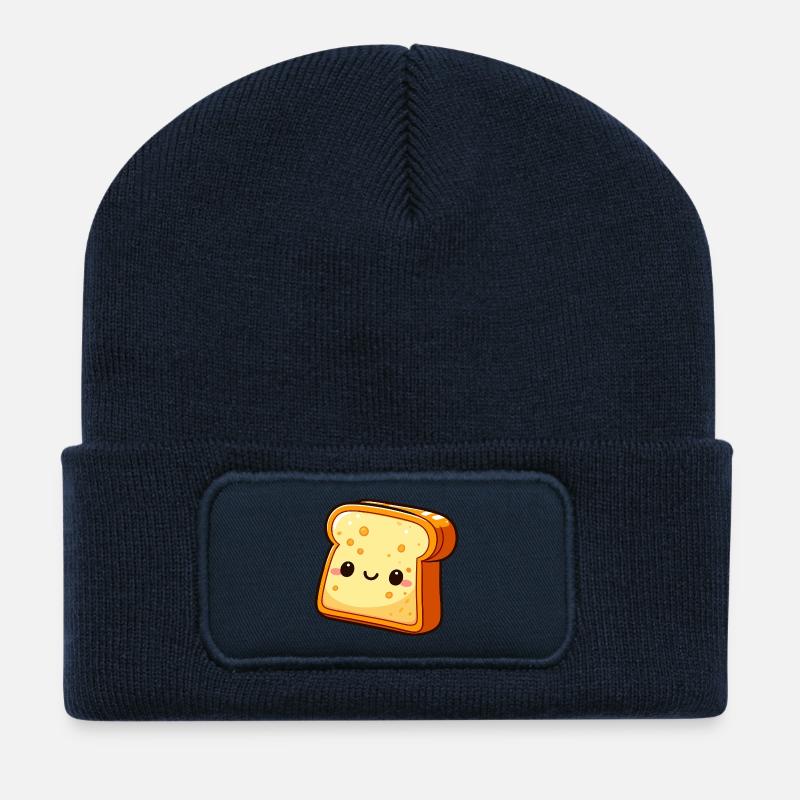 Süße lächelnde Brotscheibe - Recycelte Patch Beanie - French Navy