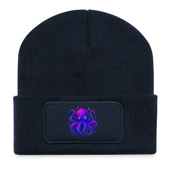 Neon Octopus - Recycled Patch Beanie - french navy - Front