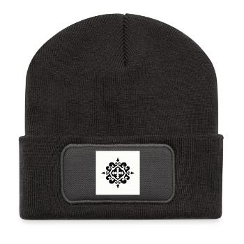 Élégant motif ornemental noir - Beanie recyclé à patch - charbon - Devant