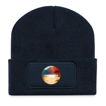 Steppe africaine lumineuse au lever du soleil - Beanie recyclé à patch - bleu marine - Devant