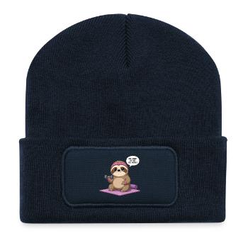 Adorable Workout Sloth Design - Recycled Patch Beanie - french navy - Front