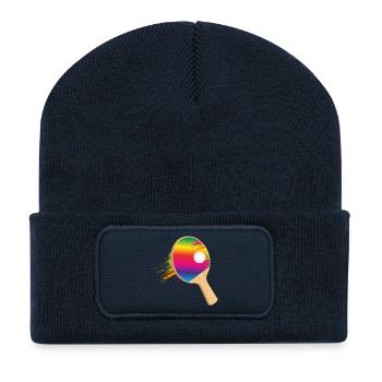 Colourful table tennis bat with ball – sporty - Recycled Patch Beanie - french navy - Front