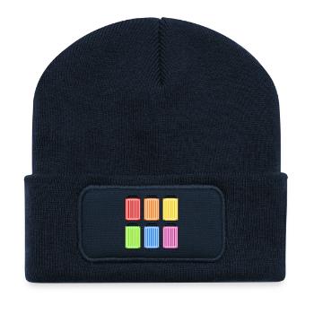 KOFFER REGENBOGEN - Recycelte Patch Beanie - French Navy - Vorne