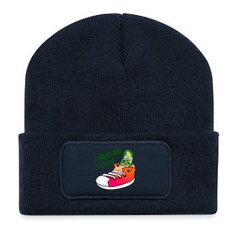 JE COURS SUR DES CORNICHONS - Beanie recyclé à patch - bleu marine - Devant
