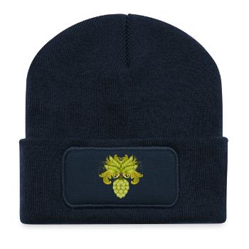 Ornement de houblon vert – motif pour les amateurs de bière - Beanie recyclé à patch - bleu marine - Devant