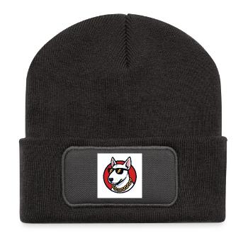 Cooler bullterrier mit Sonnenbrille und Goldkette - Recycelte Patch Beanie - Dunkelgrau - Vorne
