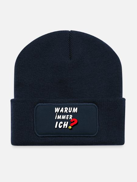 Warum Immer Ich? Smiley Fragezeichen - Recycelte Patch Beanie - French Navy