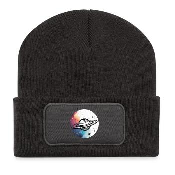 Minimalist Planet – Simple Space Design - Recycled Patch Beanie - dark grey - Front