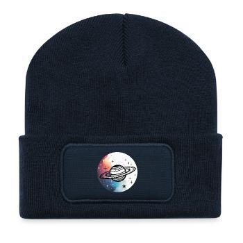 Minimalistischer Planet – Schlichtes Space-Design - Recycelte Patch Beanie - French Navy - Vorne