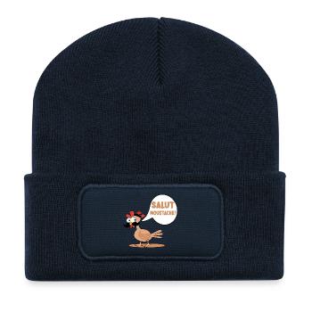 HENS CHICKENS HI MUSTACHE - Recycled Patch Beanie - french navy - Front