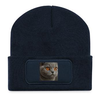 Detailed cat eye design - Recycled Patch Beanie - french navy - Front