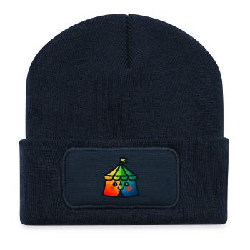 WPAP Polygon Kawaii Stil Baby Spielzeug Zirkuszelt - Recycelte Patch Beanie - French Navy - Vorne