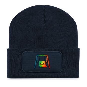 WPAP Polygon Kawaii Style Baby Toy Swing - Recycled Patch Beanie - french navy - Front