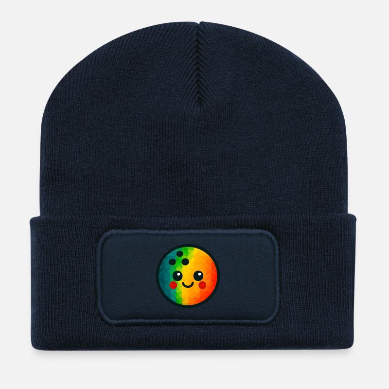 WPAP Polygon Kawaii Stil Spielzeug Kegelkugel - Recycelte Patch Beanie - French Navy
