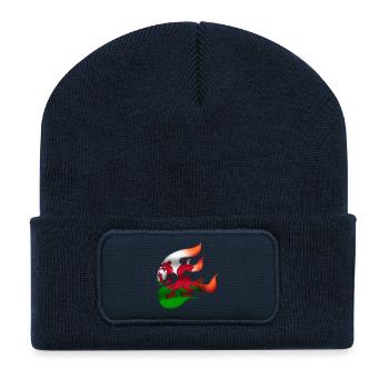 Flagge von Wales - Walisisch - Ninja - Recycelte Patch Beanie - French Navy - Vorne