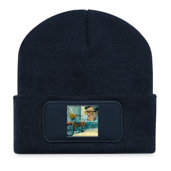 Born to Ride – Forced to Zoom - Recycelte Patch Beanie - French Navy - Vorne