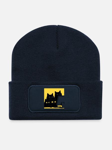 Cats watching Catcontent - Recycelte Patch Beanie - French Navy
